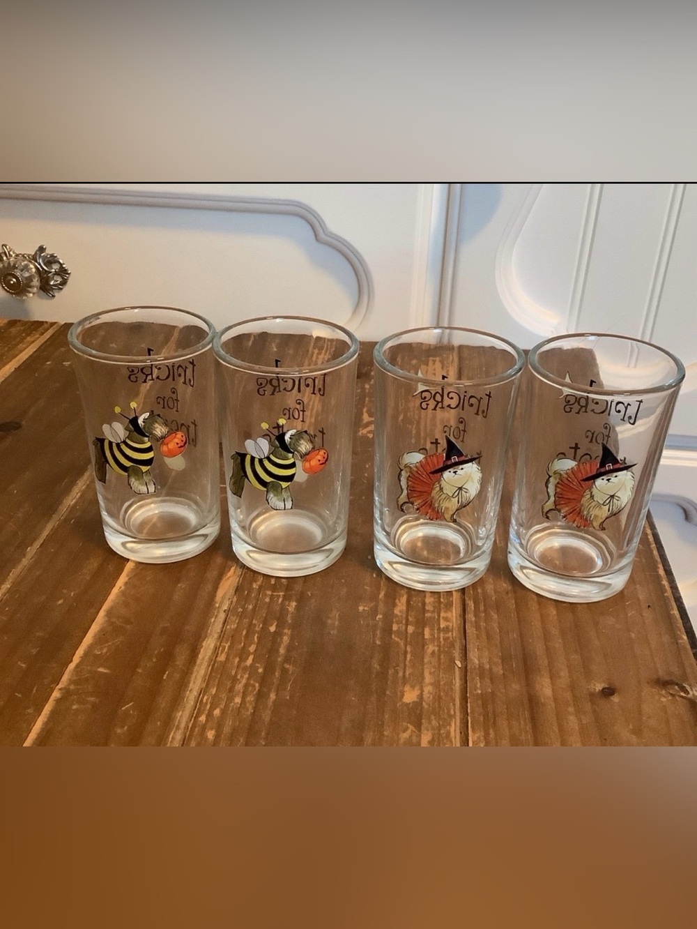 Vintage Halloween dog juice glasses